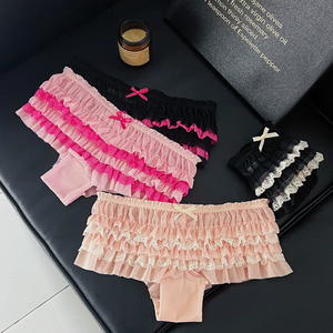 กางเกงในเซ็กซี่ราคาถูก ขายส่ง โบว์ผูกเอวต่ำ จีสตริง ลูกไม้หวานน่ารัก แต่งระบาย 3 มิติ แบบเค้กหลายชั้น - Product Image 3