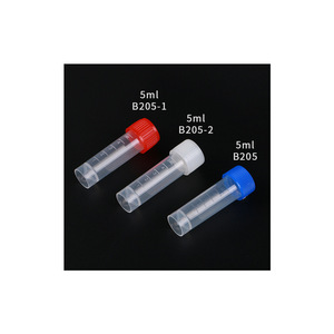 Suzhou Medical 5ml Plastic Cryogenic Tube <b>Flat</b> Bottom <b>Screw</b> Cap Refrigeration Tube B205 Series - Product Image 1