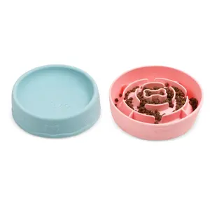 Wellfine bols en Silicone pour animaux de compagnie bol d'eau à alimentation lente Portable multifonctionnel Double face bol à alimentation lente pour chien et chat