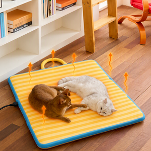 Tapis chauffant pour animaux de compagnie ZT, rayé, rectangulaire, lit pour chat, coussin en peluche chaud, utilisation hivernale, facile à nettoyer, design moderne - Product Image 5
