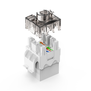 180 °   Connecteur Keystone Cat6 UTP sans outil, <span class=keywords><strong>RJ45</strong></span> 8P8C plaqué or, clip externe, norme de câblage T568B, 100 % testé - Product Image 2