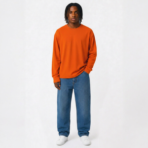 Best Choice <b>Men's</b> Four-Season Orange Tailored Italy 100% Cotton Long Sleeves Comfort & Elegance Combined - Product Image 1