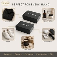 Boîte d'expédition ondulée noire mate avec rabat auto-verrouillant, personnalisable pour les marques de baskets, streetwear et vêtements, commande en gros