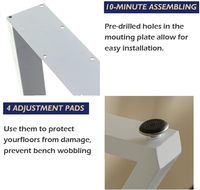 Banc de patio extérieur moderne en fer blanc, pieds de 16 pouces, base de chaise en métal triangulaire avec support de dossier, lot de 2