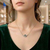 Nouveau Collier Pendentif en Argent Sterling 925 Plaqué Rhodium pour Fille, Bijou Classique Tendance, Motif Mousse Verte, Idéal Fiançailles et Mariage