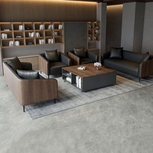 Sofá de cuero con marco de madera maciza menos Simple, muebles de oficina, sofás modulares de lujo minimalistas, conjunto de sofá de oficina - Product Image 3
