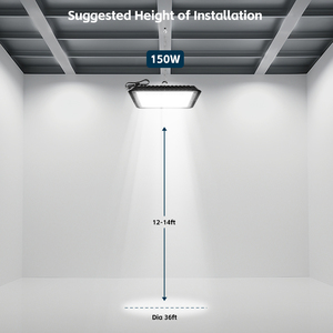 Éclairage de plafond industriel, lampes LED suspendues carrées UFO High Bay 150W IP65 pour l'éclairage des entrepôts et des ateliers - Product Image 3