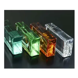 Çok renkli kristal cam blokları tuğla toptan fiyat fabrika Outlet High-end yangın hızı cam tuğla duvar sıcak eriyik cam blok