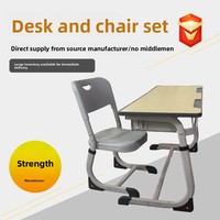 Set Meja dan Kursi Sekolah Ganda untuk Siswa, Tinggi Dapat Disesuaikan, 2 Tempat Duduk, Meja Kelas, Perabot Sekolah dengan Keranjang Penyimpanan Kawat