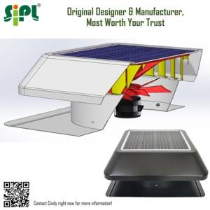 Mái đầu đường hầm màu xanh lá cây Air Vent 14 ''25 Wát năng lượng mặt trời Powered gác mái nhiệt extractor không khí circulator tốc độ cao DC Quạt thông gió trần - Product Image 3