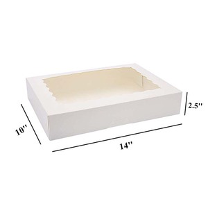 Hộp Bánh Trắng Hộp Có Cửa Sổ Pastry Hộp Giấy <span class=keywords><strong>Kraft</strong></span> Cho Pastry Pie Cupcake 14X10X2.5" - Product Image 3