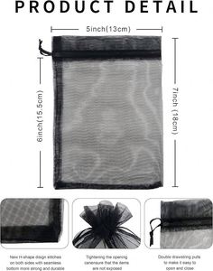 Toiletry Pouches Organza Bags Drawstring Mesh Jewelry Pouches Sheer Mesh <b>Wrap</b> for Hotel Travel Toiletry Makeup Accessories RTS - Product Image 3
