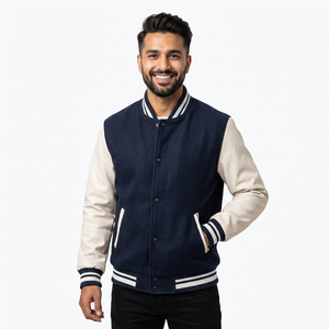 Chaqueta universitaria Retro Para Hombre con colores de contraste llamativos y ribete acanalado CollegeBaseballjacket para hombre - Product Image 1