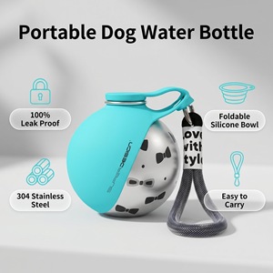 Portable Blue Water Bottle Bowl with Stainless Steel <b>Flask</b> and Foldable Design for Outdoor Use - Product Image 2