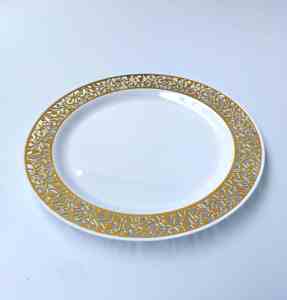 Ensemble de vaisselle jetable de luxe en dentelle d'or assiettes PS en plastique bord doré pour les mariages anniversaires échantillon gratuit pour les restaurants - Product Image 6
