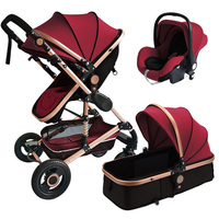 Landau pour bébé Poussette de luxe 3 en 1 Poussettes pour siège auto Buggy pour bébé Poussette de voyage pliable pour enfant avec siège auto