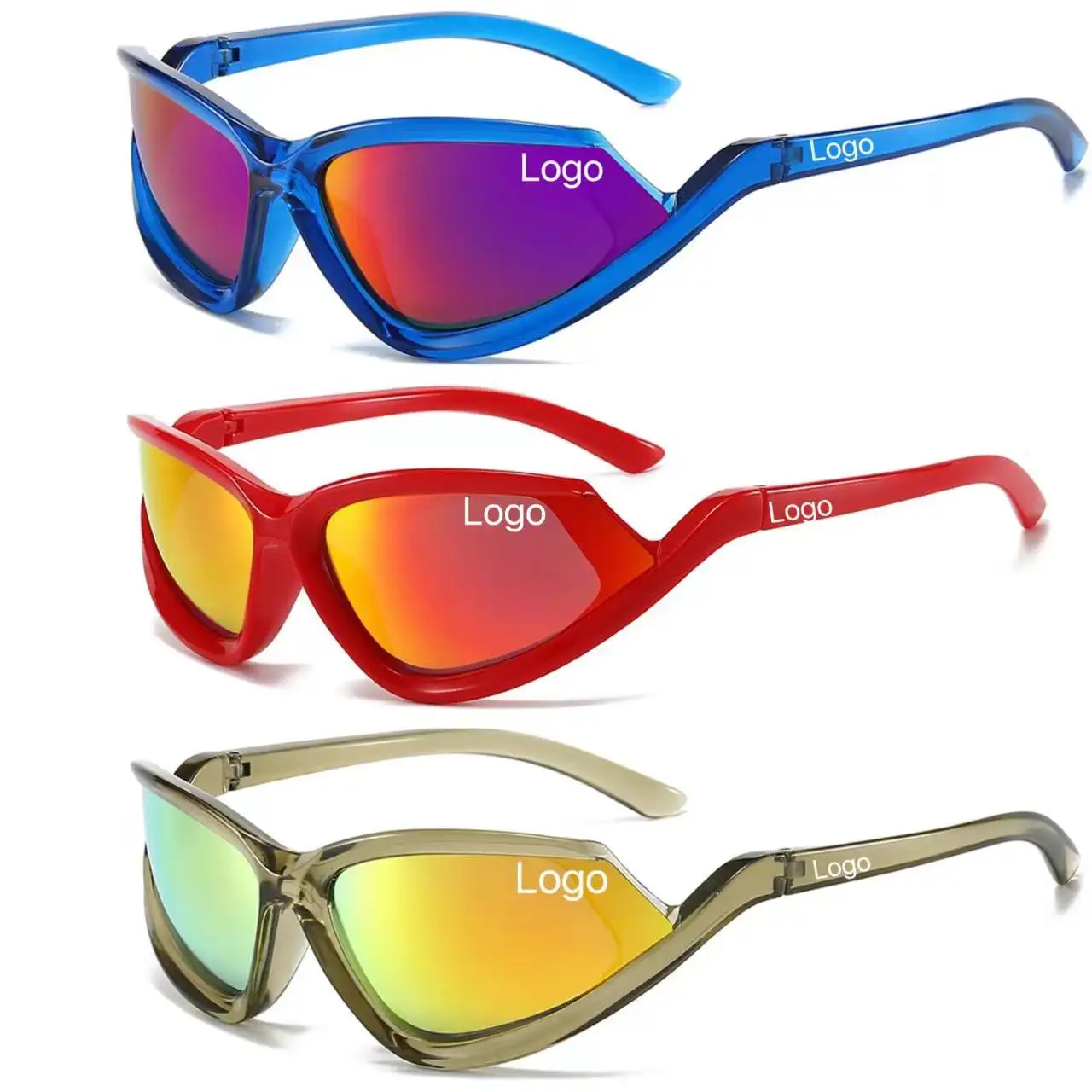 कैट आई धूप का चश्मा पुरुष स्पोर्ट्स पंक गॉगल्स यूनिसेक्स मिरर लेंस चश्मा 2024 कस्टम ब्रांड चश्मा