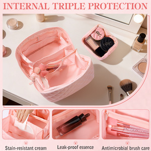 PLAYMAX New Eco-Friendly Zipper Medium Capacity Portable <b>Makeup</b> Bag Soft Handle <b>Makeup</b> Brush <b>Organizer</b> Durable Foldable Premium - Product Image 6