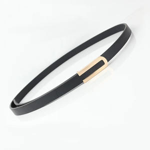 Cinturón Delgado de Cuero Genuino Tiyo para Mujer, Hebilla Rectangular, Color Negro, Café, Caramelo, de Una Sola Tira, Impermeable, Casual, para Exteriores - Product Image 3