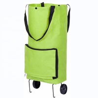 Sac de courses pliable 2-en-1 en tissu Oxford avec fermeture éclair, écologique, réutilisable, design télescopique pour les voyages et le quotidien