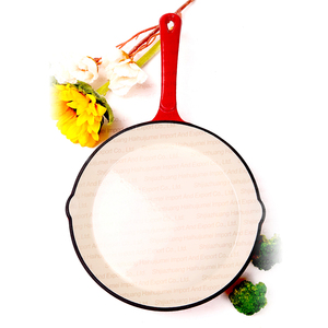 Sartén plana redonda de hierro fundido esmaltado personalizada OEM/ODM, utensilios de cocina, material metálico - Product Image 5