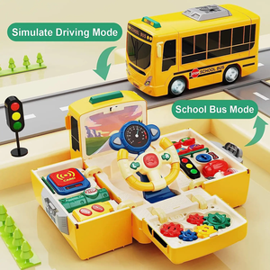 Jouet d'autobus scolaire éducatif avec volant Autobus scolaire Boîte à jouets pour enfants Simulation <span class=keywords><strong>de</strong></span> jeu <span class=keywords><strong>de</strong></span> simulation Autobus <span class=keywords><strong>de</strong></span> <span class=keywords><strong>conduite</strong></span> avec son et lumière - Product Image 3