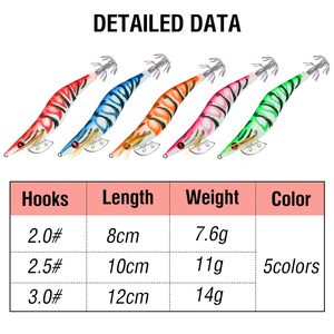 ZHUO RUN <span class=keywords><strong>Esca</strong></span> Luminosa per Calamari 2.0 #   2.5 #   3.0 #   Esche da Pesca Egi Artificiali Luminose Aurie-q, Ganci per Calamari, Esche in Legno a Forma di Gamberetto - Product Image 3