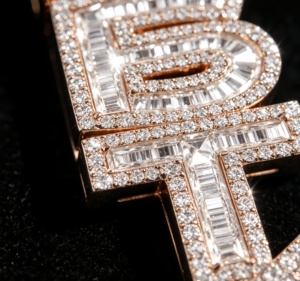 Custom personalize letter <b>pendant</b> VVS moissanite diamond Pass diamond tester Gold plated 925 sterling sliver <b>Emerald</b> cut Unisex - Product Image 2