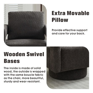 <span class=keywords><strong>Fauteuil</strong></span> pivotant moderne de luxe avec cadre en bois rembourré et dossier ouvert pour salon - Product Image 4