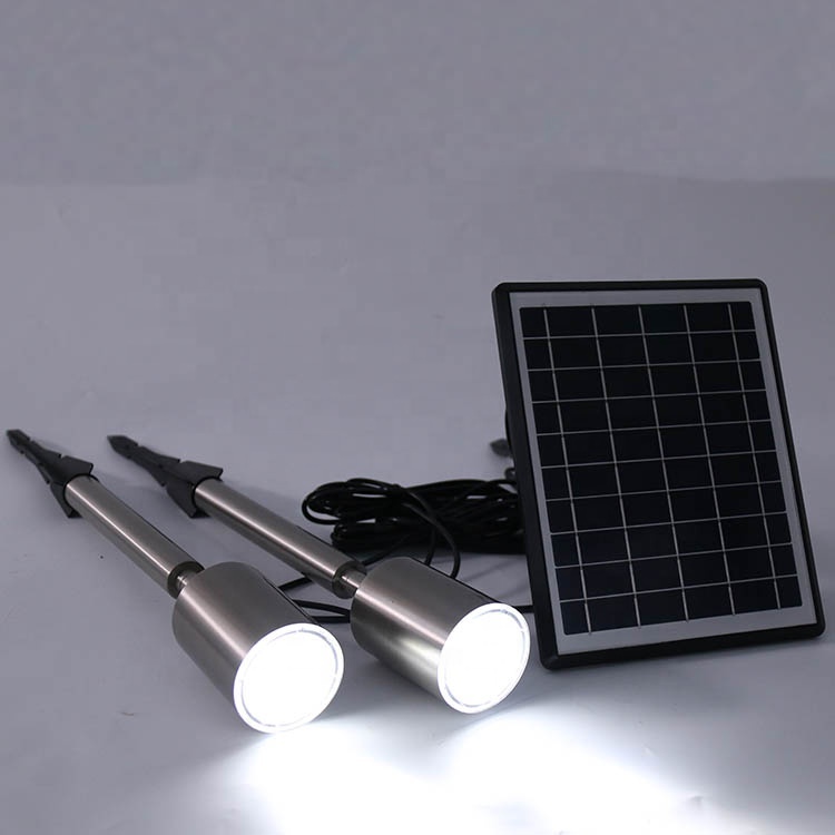New Style Classic Landscape Garden Economic Solar LED IP65 Spotlights Silver Stainless Steel Dual Color