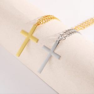 Bijoux de mode, collier simple unisexe, plaqué or 18 carats, pendentif croix chrétienne minimaliste, colliers pour hommes et femmes - Product Image 5