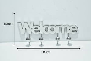 Luxury Silver Welcome <b>Wall</b> Mounted <b>Hook</b> Rack Decorative Metal Coat <b>Hook</b> Entryway <b>Key</b> Holder Available at Best Price - Product Image 3