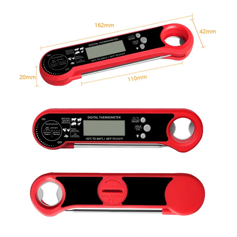 Snelle Reactie Digitale Waterdichte Vlees Vloeibare Voedsel Thermometer Voor Het Koken Bbq Grill Met Backlight