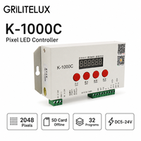Controlador LED RGB RGBW K-1000C DC5-24V 2048 Píxeles Puerto Único Corrección de Gama Programable con Tarjeta SD para Pantallas de Píxeles Personalizadas