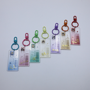 Llavero Acrílico Personalizado al por Mayor con Colores Degradados Transparentes, Impresión Dorada y Código de Barras, Exclusivo para Miembros de Grupos de Ídolos - Product Image 3