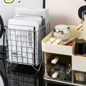 Cesta de Almacenamiento de Hierro Rectangular de Gran Capacidad, Organizador de Escritorio de Oficina Tipo Soporte para Cosméticos y Mascarillas Faciales - Product Image 4