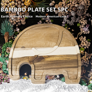 Juego de 5 Platos de Madera Ecológicos de 9 Pulgadas, Estilo Americano, para Guardar Nueces, Frutas y Pasteles, Vajilla para Cocina y Fiestas - Product Image 2