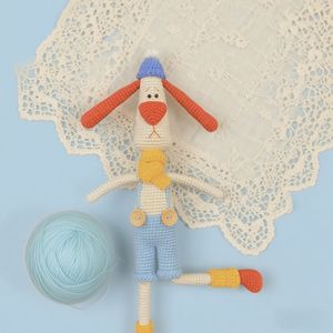 مجموعة مواد دمية الكروشيه للكلاب ذات الأرجل الطويلة خيوط بيئية محشوة لعبة حيوانات صديقة للبيئة مجموعة مشغولات يدوية - Product Image 4