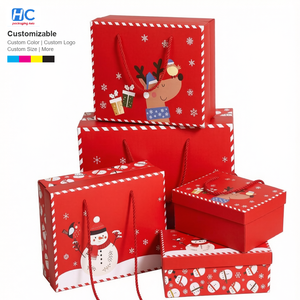 Joyeux Noël, boîte pliante rigide de luxe pour l'emballage de chaussettes et d'écharpes, fermeture magnétique, boîte cadeau en carton avec logo personnalisé, nouveauté - Product Image 1