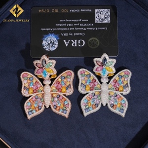 Nuevo Colgante de Mariposa con Moissanita de Color, Plata de Ley 925, Moissanita VVS con Efecto Hielo, Joyería que Pasa el Test de Diamantes - Product Image 6
