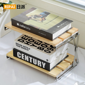 Ripai Folding Wooden <b>Desktop</b> Shelf 2 Tier Standing Type For Kitchen Storage - Product Image 3