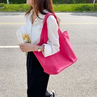 Sacs fourre-tout en toile de coton réutilisables, décontractés, de couleur unie, avec grandes poches, pour filles, vente en gros