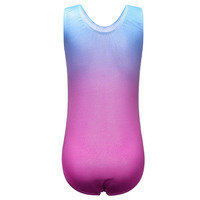 Ensemble de Danse 3 Pièces B79 avec Logo Personnalisé pour Enfants, Justaucorps de Gymnastique à Dégradé de Couleurs, Jupe à Paillettes, Tenues de Danse