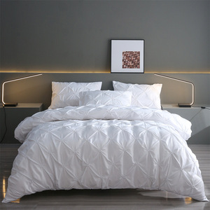 Funda de Almohada y Funda Nórdica de Fibra Sintética Bordada de Color Sólido para Comercio Exterior, Juego de Ropa de Cama de Tres/Cuatro Piezas, Fabricante - Product Image 1