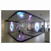Écran LED en film cristallin, grand angle de vision, contraste élevé, écran LED transparent incurvé pour façade vitrée de centre commercial