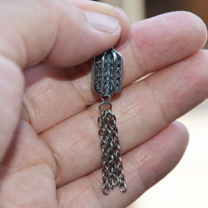 Pendentif en argent Sanqi avec pompon creux, chaîne longue de 53 mm, breloque pour accessoire de cheveux, bijoux DIY unisexe - Product Image 2