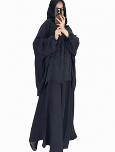 femmes musulmanes adultes haut chemisier jupe ensemble simple boutonnage <span class=keywords><strong>maroc</strong></span> jupes longues arabe Ramadan Abaya - Product Image 1