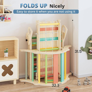 Bluewood 10-in-1 pikler tam giác Set, Toddler leo núi Đồ chơi trong nhà, Montessori leo núi, bé rừng phòng tập thể dục với vòm - Product Image 3