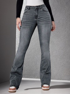 Vaqueros acampanados elásticos de mezclilla para mujer, de talla estándar europea y americana, personalizados, populares y a la moda. - Product Image 5