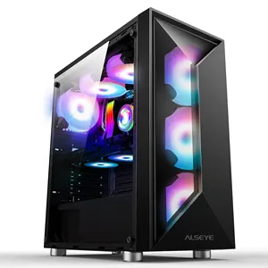 ALSEYE Depenyangga Kabinet Komputer Desktop Gaming E-space Hitam PC Sarung Mid-Tower Dibuat untuk ITX/M ATX/ATX